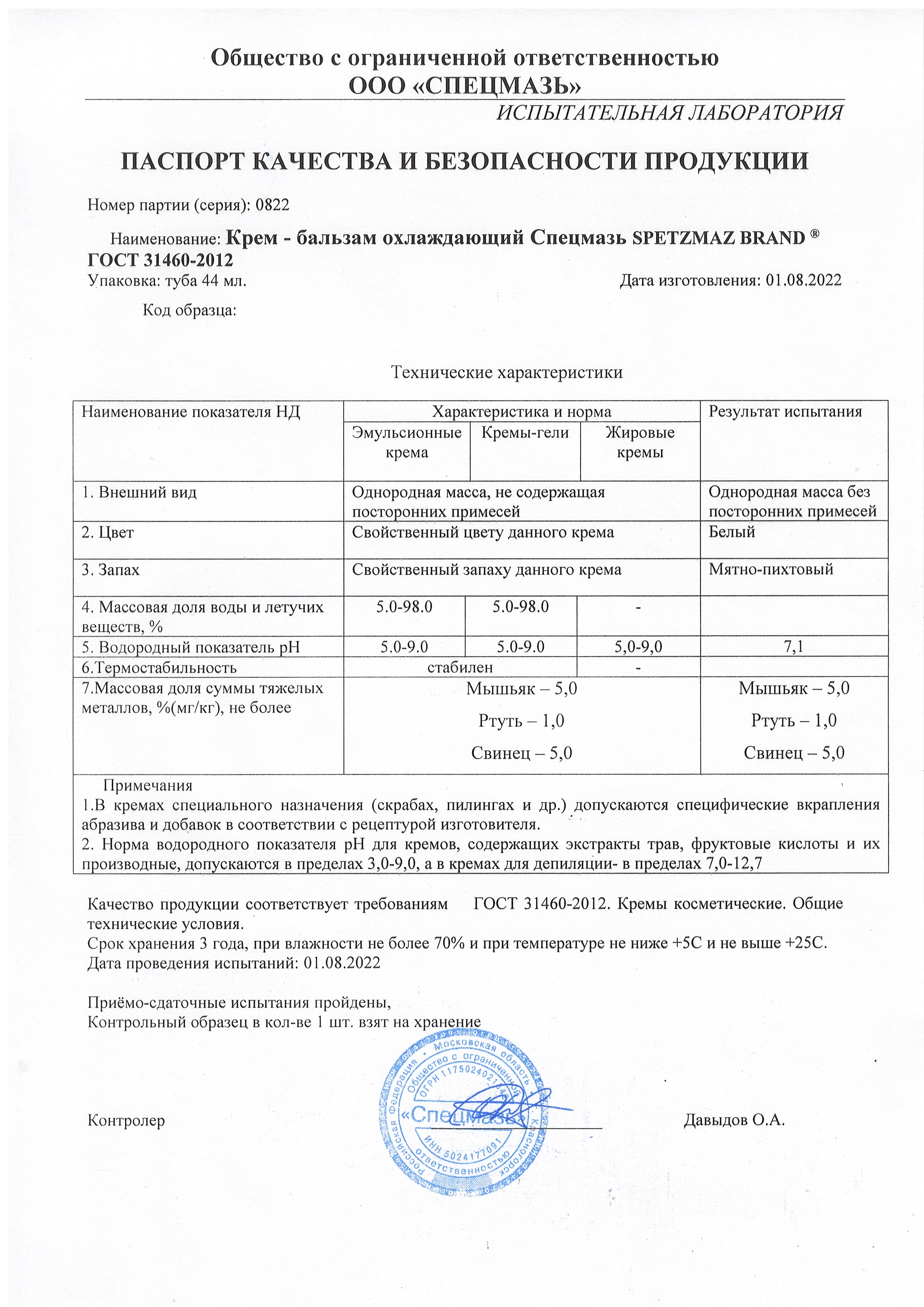 Паспорт №082022